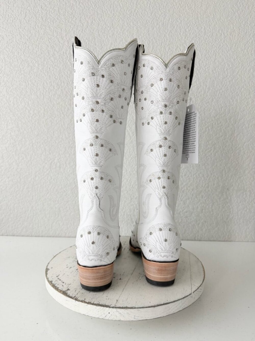 Lane Boots Calypso White Snip Toe Tall Cowboy Boots Western Cowgirl Size 8.5 - Picture 4 of 12